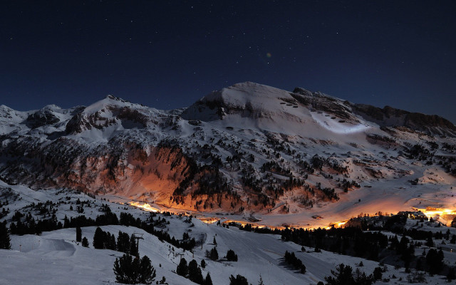 Snowy mountain night sky stars #9 free wallpaper for desktop - medium preview image