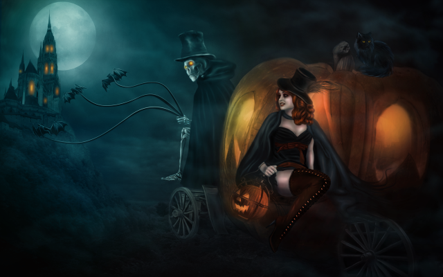 Witch man pumpkin black suit free wallpaper for desktop - medium preview image