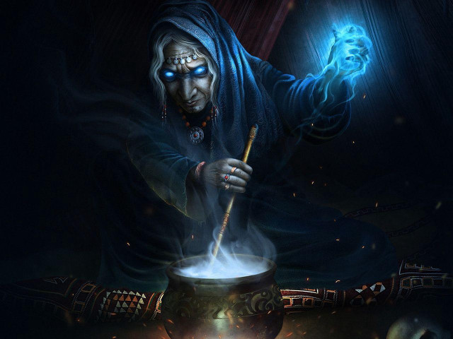 Wizard stirring pot wand glowing free wallpaper for desktop - medium preview image