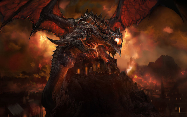 Dragon red eyes fire huge free wallpaper for desktop - medium preview image