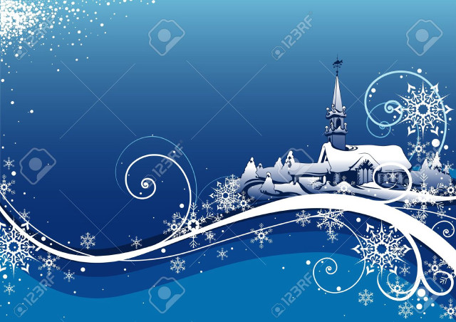 Blue christmas background church snowflakes free wallpaper for desktop - medium preview image