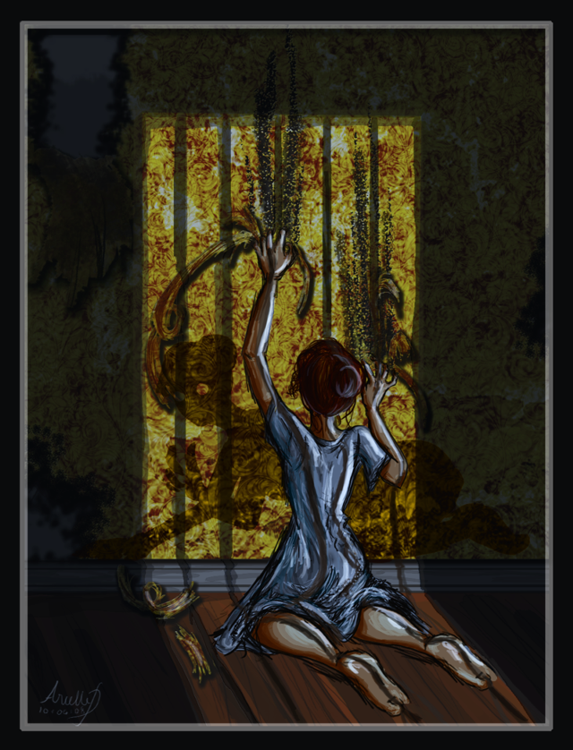 Woman sitting floor window snake free wallpaper for mobile - medium preview image