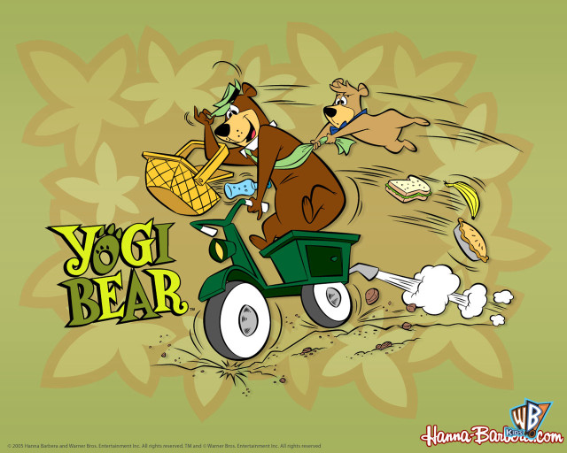 Cartoon bear tractor basket running free wallpaper for desktop - medium preview image