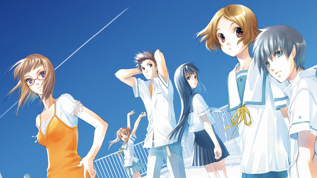 Anime girls bridge sky background free wallpaper for desktop - medium preview image