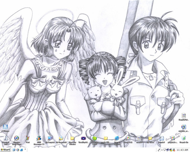 Angel wings teddy bear manga free wallpaper for desktop - medium preview image
