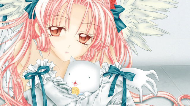 Girl pink hair white bunny free wallpaper for desktop - medium preview image