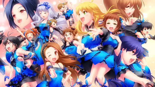 Anime girls blue dresses group #2 free wallpaper for desktop - medium preview image