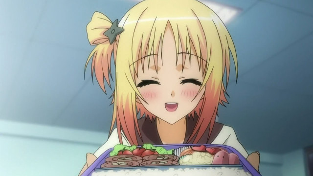 Girl holding plate food smile free wallpaper for desktop - medium preview image