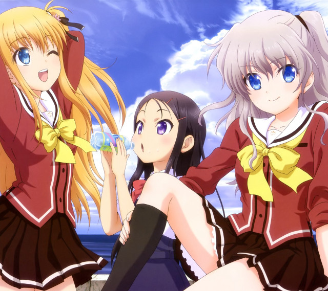 Anime girls beach wine glasses free wallpaper for tablet - medium preview image