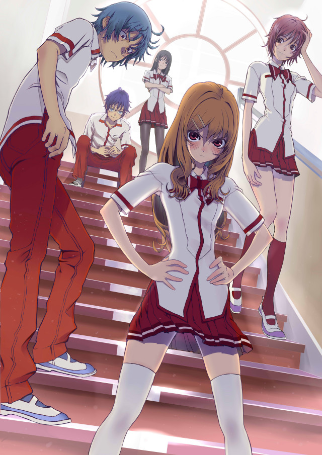 Anime characters stairs hands on free wallpaper for mobile - medium preview image