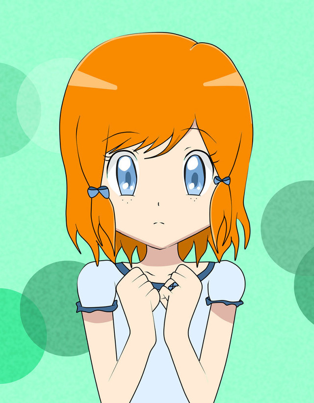 Red haired girl blue eyes #2 free wallpaper for mobile - medium preview image