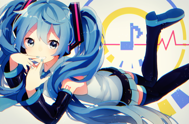 Anime girl blue hair lying free wallpaper for desktop - medium preview image