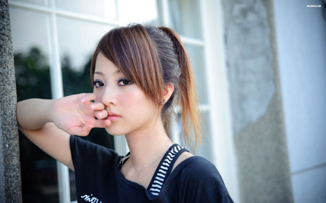 Woman ponytail window hand cheek free wallpaper for desktop - medium preview image