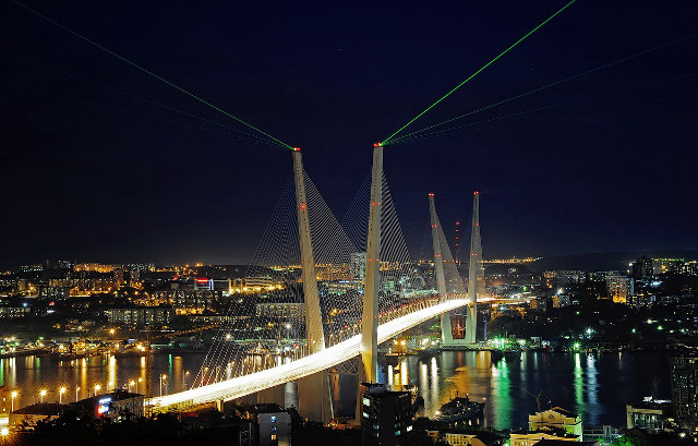 Bridge lights night city long free wallpaper for desktop - medium preview image