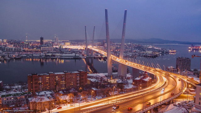 City bridge traffic nighttime lights free wallpaper for desktop - medium preview image