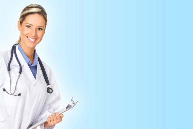 Woman white coat clipboard scissors free wallpaper for desktop - medium preview image