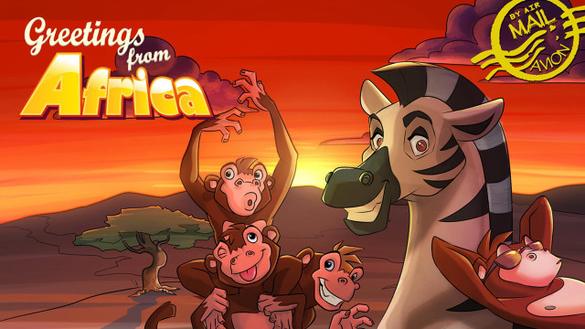 Cartoon animals desert sunset group free wallpaper for desktop - medium preview image