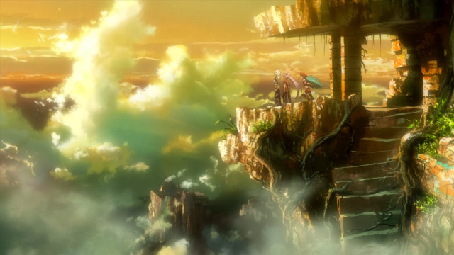 Stairway cliff sky clouds trees free wallpaper for desktop - medium preview image