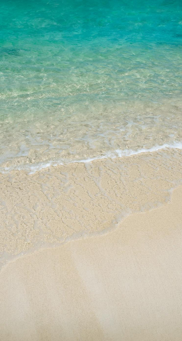 Sandy beach blue ocean white free wallpaper for mobile - medium preview image