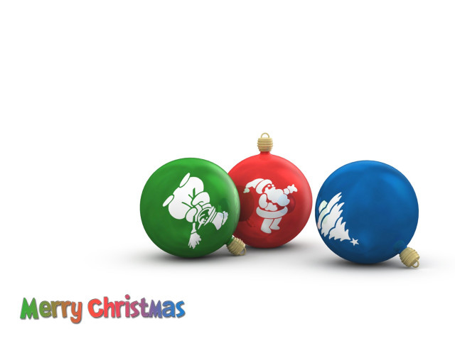 Three ornaments merry christmas santa free wallpaper for desktop - medium preview image