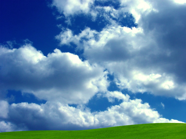 Green hill blue sky clouds #4 free wallpaper for desktop - medium preview image