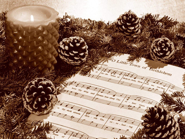 Folk art music candle pinecones free wallpaper for desktop - medium preview image