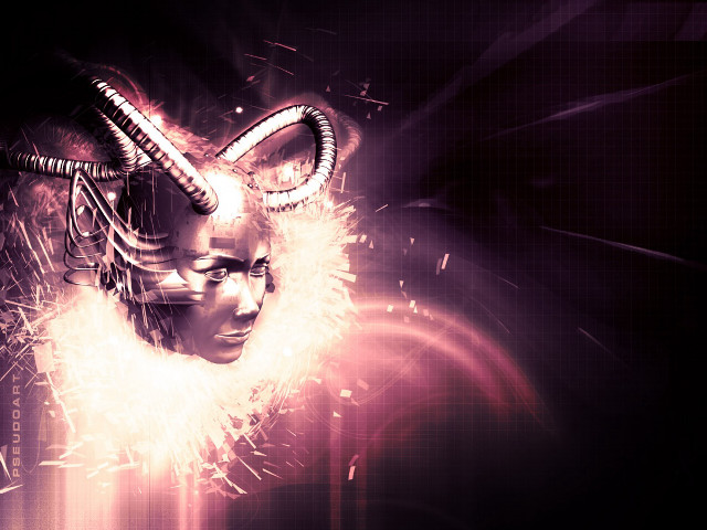 Woman horned afrofuturism cyberpunk sparks free wallpaper for desktop - medium preview image