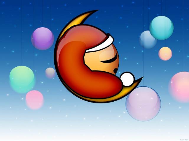 Sleeping cartoon moon bubbles stars free wallpaper for desktop - medium preview image