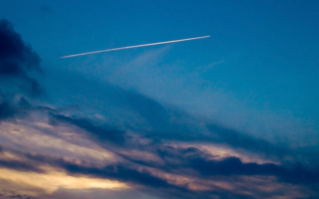Plane flying sky contrail sunset #2 free wallpaper for desktop - medium preview image