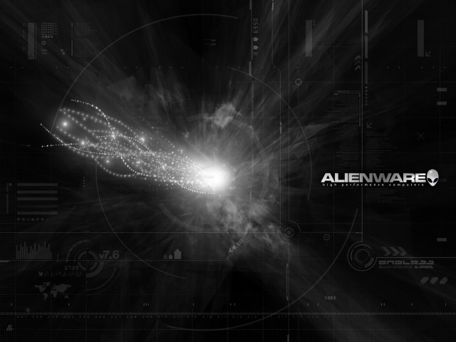 Alienware black white light dark free wallpaper for desktop - medium preview image