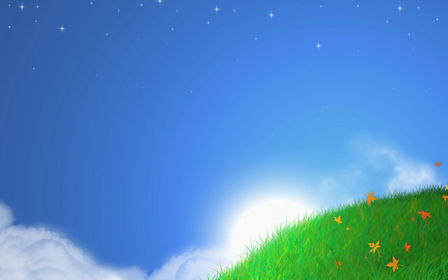 Grassy hill stars sky bright #2 free wallpaper for desktop - medium preview image