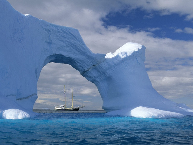 Boat ocean iceberg floating arch #4 free wallpaper for desktop - medium preview image