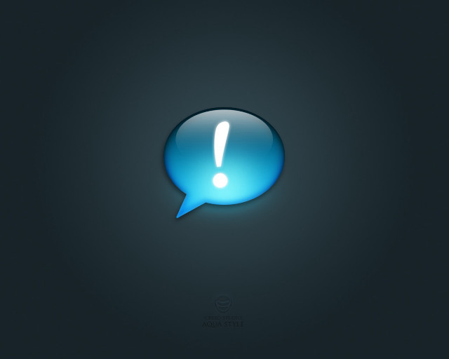 Blue speech bubble white exclamation #2 free wallpaper for desktop - medium preview image
