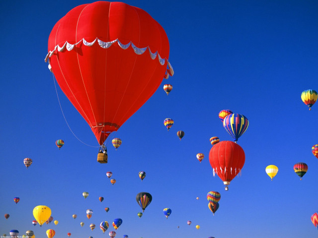 Hot air balloons flying blue #3 free wallpaper for desktop - medium preview image