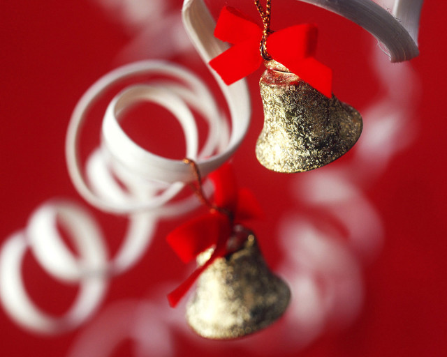 Red background bell red ribbon #2 free wallpaper for desktop - medium preview image