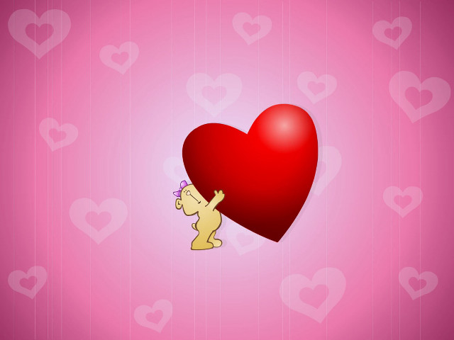 Teddy bear heart pink background free wallpaper for desktop - medium preview image