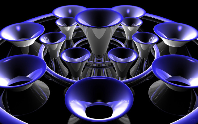 Blue objects circle lights black free wallpaper for desktop - medium preview image
