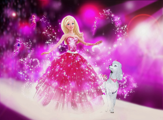 Barbie doll poodle pink dress free wallpaper for desktop - medium preview image