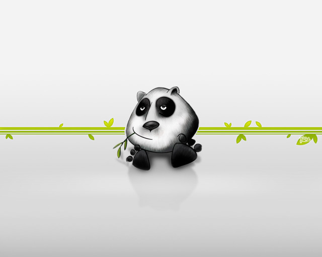 Panda white floor green leaves free wallpaper for desktop - medium preview image