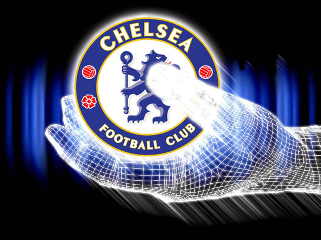 Hand soccerball chelsea blue outline free wallpaper for desktop - medium preview image