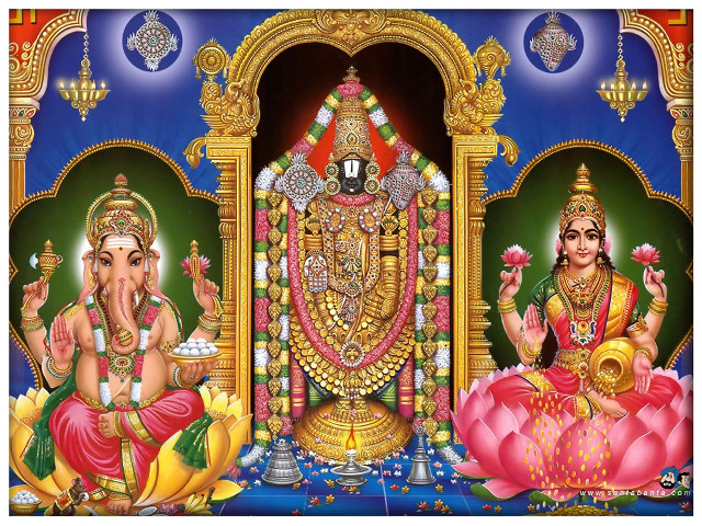 Ganesha lotuses man background painting free wallpaper for desktop - medium preview image