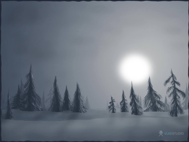 Snowy landscape trees sun background #2 free wallpaper for desktop - medium preview image