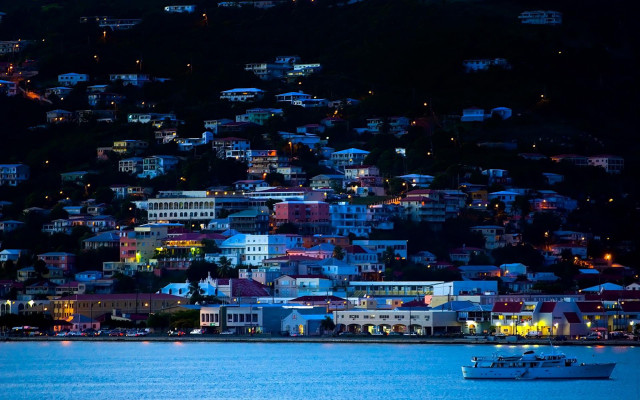 Boat city night lights water #4 free wallpaper for desktop - medium preview image