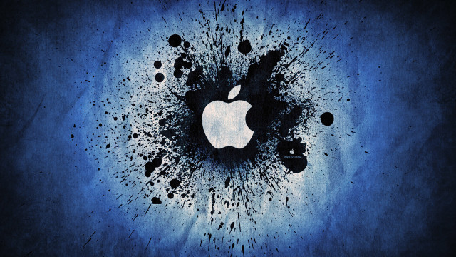 Apple logo blue dots paint free wallpaper for desktop - medium preview image