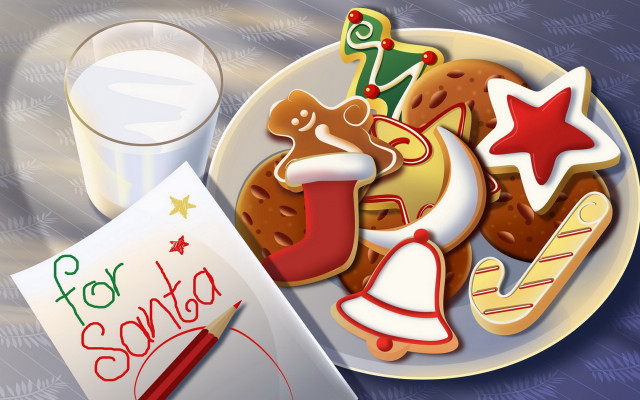 Cookies milk table greeting card free wallpaper for desktop - medium preview image