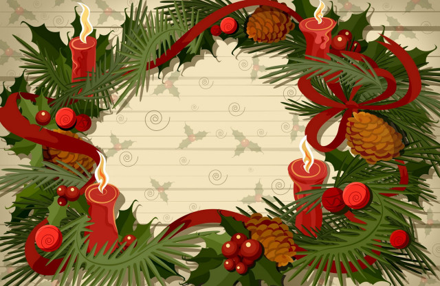 Christmas wreath candles holly ribbon free wallpaper for desktop - medium preview image