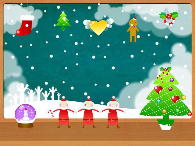 Christmas santa elves snow tree free wallpaper for desktop - medium preview image