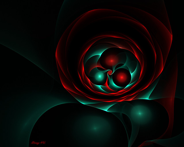Red green flower black background free wallpaper for desktop - medium preview image