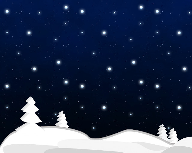 Snowy night hill trees full free wallpaper for desktop - medium preview image