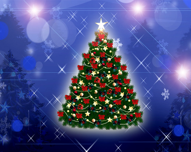 Christmas tree star blue background #4 free wallpaper for desktop - medium preview image